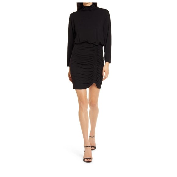 FRAICHE BY J  Ruched Turtleneck Long Sleeve Dress - Picture 1 of 6